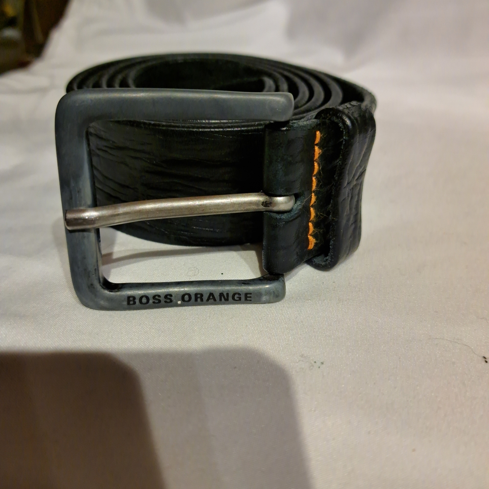 BOSS ORANGE Black Belt with Silver Buckle